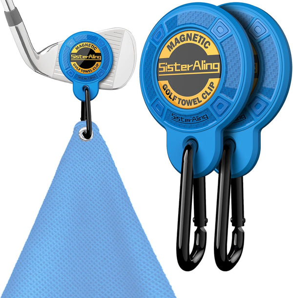Magnetic Clip for Golf Towel, Removable Industrial Magnetic Accessories for Strong Hold to Golf Carts or Clubs (2, Blue)