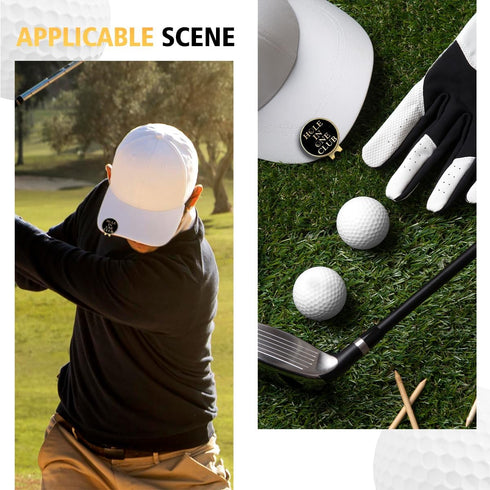 Hole in One Club Black Gold Golf Ball Marker with Hat Clip, Funny Golf Accessories for Men, Women, Gifts