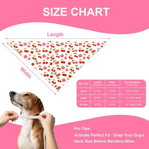 2 Pack (4 18-23" Spring Dog Bandanas Patterns) for Large X-Large Dogs - Reversible Floral Plaid Tie-On Scarves, Cherry