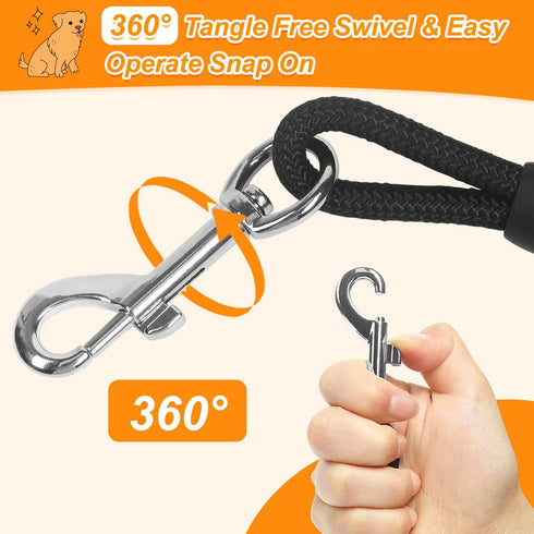 Vivifying Long Floating Dog Leash, 20ft Training Leash with Comfortable Handle for Hiking, Swimming, Beach (Black)