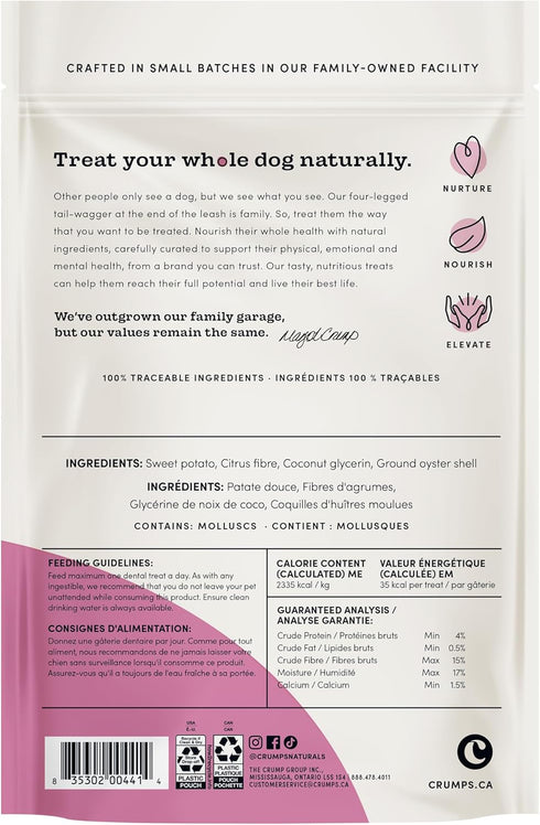 Crumps' Naturals Plaque Busters Dog Dental Treat, 3.5" (18ct) 9.0oz/255g