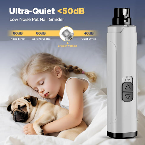 YGGDRA 2-Speed Dog Nail Grinder Upgraded - Professional Super Quiet and Low Vibration Electric Pet Nail Grinder