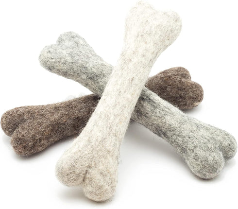 Glaciart One Felted Wool Dog Chew Bone (3 Pcs) - Durable Puppy Chew Toys for Teething & Dog Teeth Cleaning.