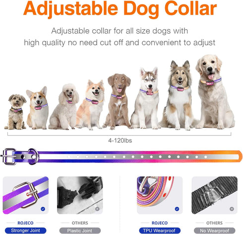 ROJECO 3300FT Remote Dog Training Collar, IPX7 Waterproof Rechargeable Shock Collar for Large Medium Small Dogs