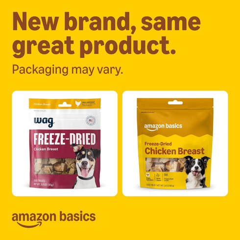 3 Oz (Pack 1) Amazon Basics Dog Treats Freeze Dried Raw Single Ingredient Chicken Breast, High Protein, Healthy