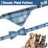 EXPAWLORER Puppy Collar and Leash Set, Embroidery Pawprints Plaid Dog Collar with Bow Tie and Bandana, Blue S