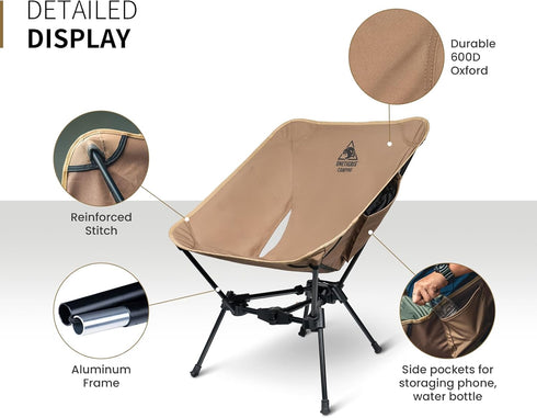 OneTigris Lightweight Tigerblade Camping Chair, Portable Folding Backpacking Hiking Chair, 330 lbs Capacity