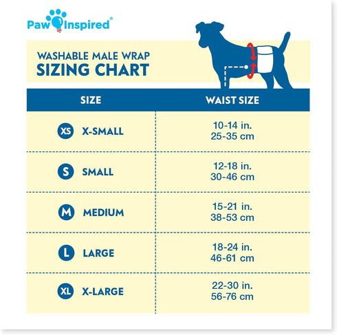 Paw Inspired Washable Male Dog Wraps, Belly Band for Dogs, Reusable Diapers for Marking, Large (2 ct.), Assorted