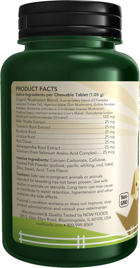 NOW Foods Pet Health Immune Support Supplement - 90 Chewable Tablets for Cats & Dogs