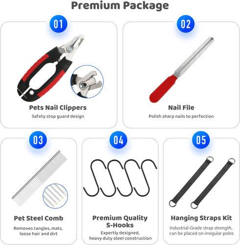 Guzekier Dog Grooming Hammock for Medium Dogs, Pet Grooming Supplies Kit with Nail Clippers, Trimmer, and File