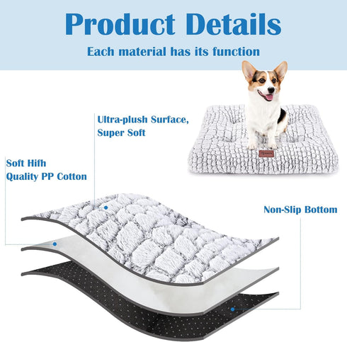 Dog Bed Crate Pad, Soft Fluffy Cushion for Small Dogs, Anti-Slip Comfy Crate Mat
