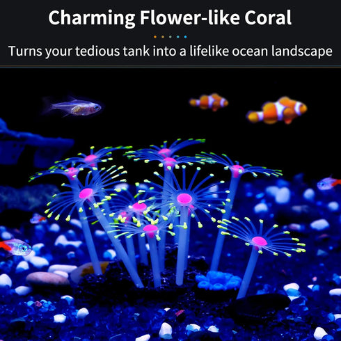 Uniclife Glowing Effect Artificial Coral Plant, Decorative Aquarium Ornament, Yellow