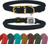 BRONZEDOG Rolled Leather Dog Collar with QR ID Tag, Adjustable Soft Round Collars for Small Medium Large Dogs (Dark