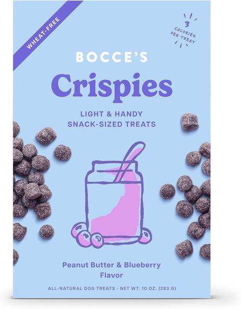 Bocce's Bakery PB + Blueberry Crispies, Low-Calorie Wheat-Free Dog Treats, 10 oz