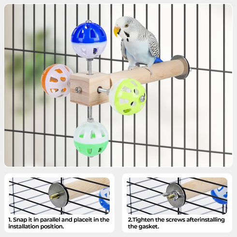 Matutinus Returns)(1PCS) Bird Stand Perch Toy with Rotating Balls, Bird Toys for Parakeets, Ideal for Parakeets