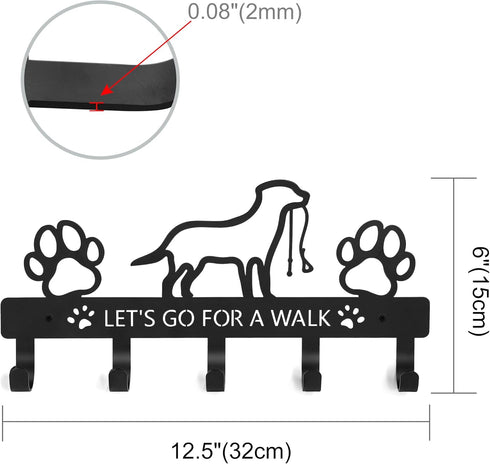 PET ARTIST Dog Leash Holder for Wall, Metal Hooks for Decorative Storage, 5 Hooks for Dog Collar & Leash Set