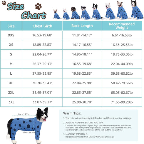 Dog Surgery Suit Long Sleeve, Recovery Suit for Female Male with Zipper Closure, Post Spay Neuter Onesie, Full Coverage