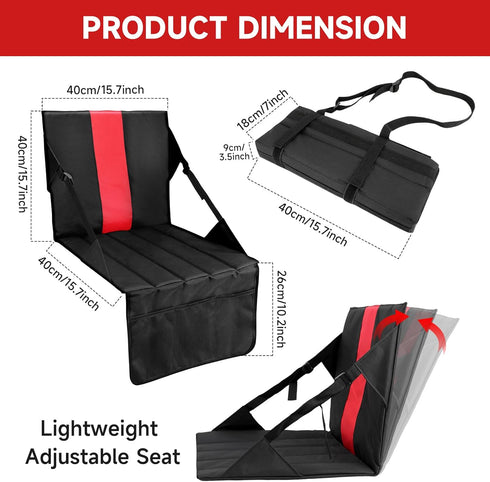 SANLIKE Stadium Seats for Bleachers with Back Support Portable Folding Bleacher Seats with Cushion Storage Pouch, Wide