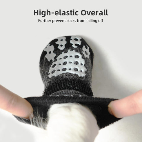 PUPTECK Anti-Slip Dog Socks with Double Sides Grips for Small Medium Large Dogs, Paw Protector for Senior Dogs (Grey S)