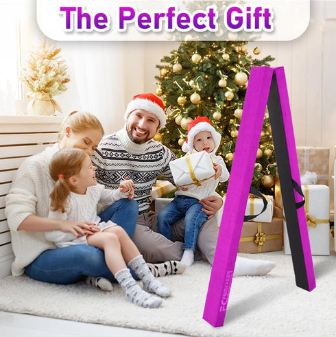 8FT FC FUNCHEER Folding Balance Beam -Gymnastics Floor Beam -Gymnastics Equipment for Kids,Wood core- Anti-Slip Bottom