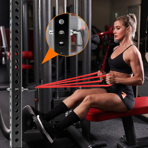 5/8" 1" J Bryant Heavy Duty Rack Anchor Stainless Steel Resistance Band Pegs with Large Carabiner for & Power Rack