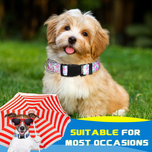 4 Pack Dog Collar Floral Breakaway, Adjustable Spring and Summer Pet Collars for Dog Puppy Decoration (Medium)