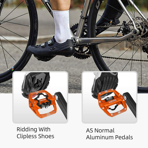 Pedal MTB Mountain Bike Pedals Compatible with Dual Function Sealed Clipless Aluminum 9/16" Bicycle Flat