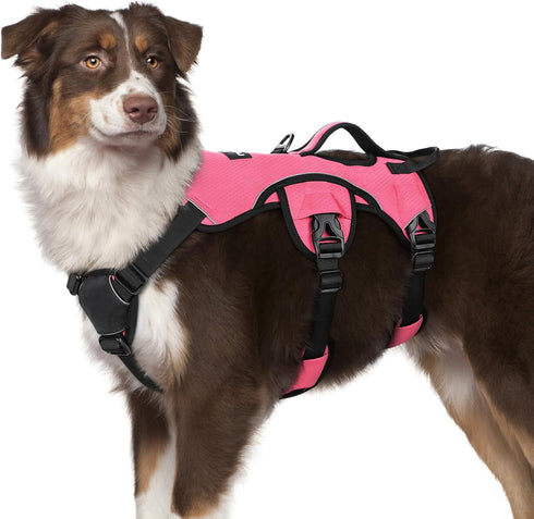 rabbitgoo Escape Proof Dog Harness, Soft Padded No Pull Vest for Large Dogs, Reflective, M, Pink