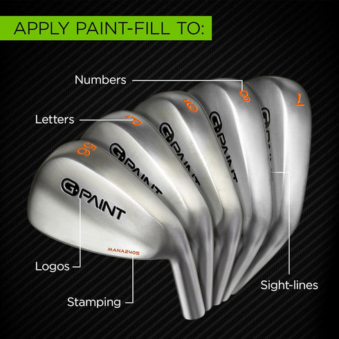 Golf Club Paint - Touch Up, Fill in, Customize Clubs - 4 Pack of 10ml Bottles in Black, White, Red & Blue