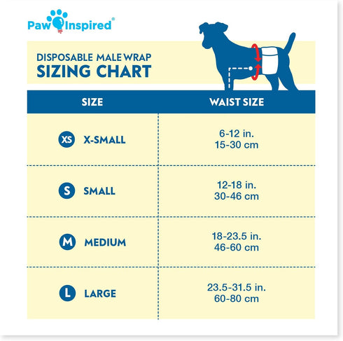 (32 Count, Paw Inspired Male Dog Wraps, Disposable Dog Diapers | Belly Bands for Small, Medium, Large Dogs Size Medium)