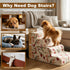 18" 4-Step 30D Country Dog Stairs for Bed & Couch H, Extra Long Dog Steps for Bed with Foam, Style Pet Stairs for Small