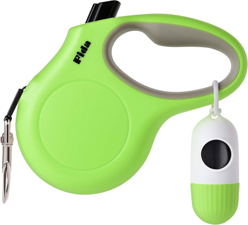 Fida Retractable Dog Leash with Dispenser and Poop Bags, 10 ft Leash for X-Small Dog or Cat up to 18 lbs, Reflective