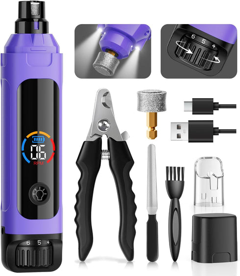Dog Nail Grinder, 6-Speed Quiet Electric Dog Nail Trimmers, Dog Nail Clippers