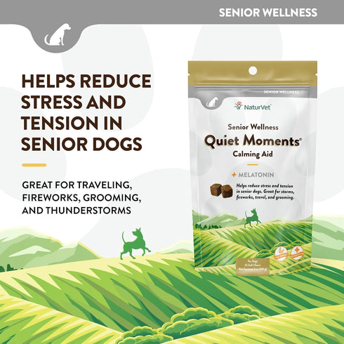 65 NaturVet Quiet Moments Calming Aid Dog Supplement, Helps Promote Relaxation, Reduce Stress, Storm Anxiety, Motion