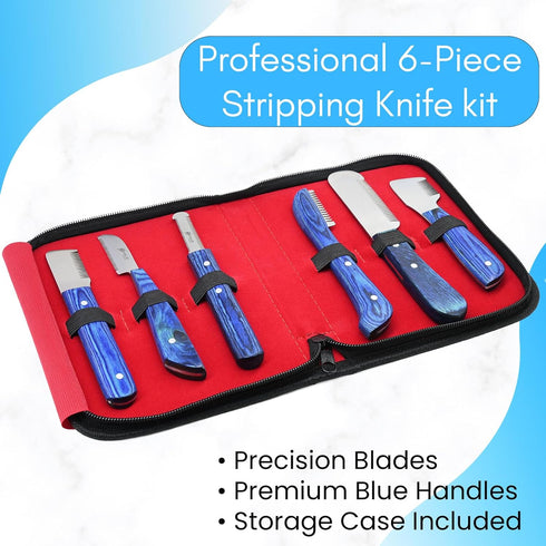 Stellar Shears Set 6-Piece Dog Grooming Stripping Knife Stainless Steel Hand Stripping Tools with Wooden Handles