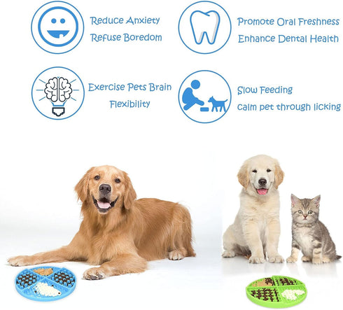 Lick Mat for Dogs and Cats, Slow Feeder Bowls for Dog Anxiety Relief, Blue Dog Enrichment Toys