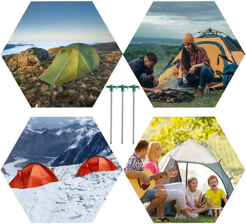Tent Stakes, 10PCS Heavy Duty Pegs, Outdoor Camping Windproof Ground Stakes for All Kinds of Ground