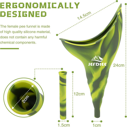 JefDiee Female Urination Device,Silicone Pee Funnel for Women,Female Urinal Women Pee Funnel Allows Women to Pee Standing Up, Reusable Womens Urinal is Ideal for Camping,Hiking,Outdoor Activities