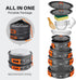 Odoland 15pcs Lightweight Non-Stick Camping Cookware Pots and Pans Set with Plastic Plates and Bowls