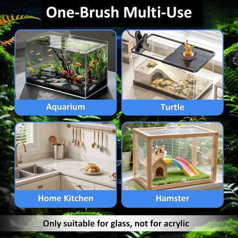 Novique Fish Tank Cleaner with Five Sided Sponge Brush and Long Handle Aquarium Scrubber Alage Scraper for Glass