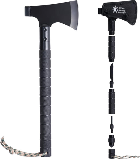Survival Hatchet - Multi-Tool Camping Axe, Tactical Gear, Portable Bushcraft, Hiking Emergency Tools for Outdoor