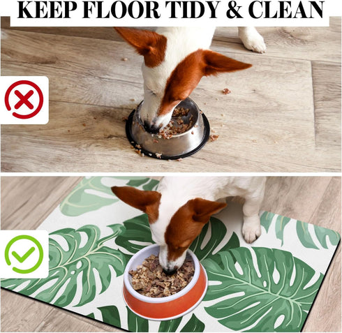 Super Absorbent Dog Food Mats for Floors, Non-Slip Eco-Friendly Boho Feeding Mat for Food and Water