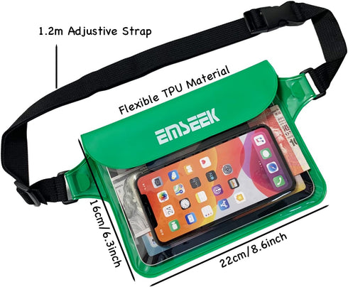 Waterproof Dry Belt Bag Fanny Pack Waist Pouch - Keep Your Key Fob, Wallet, Kindle, Phone Dry - Perfect for Swim Surf