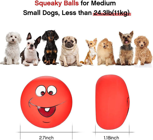 Squeaky Dog Toys, Latex Rubber Soft Chewing Toys, Squeaky Fetching Balls for Medium Small Dogs