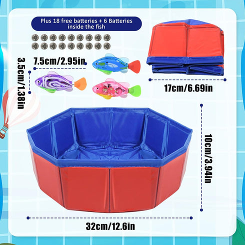 3 Self-Swimming 12 Cat Pool with Fish, LED Automatic Robi Fish Cat Pool Toy, Sensor Fish with Flashing Lights