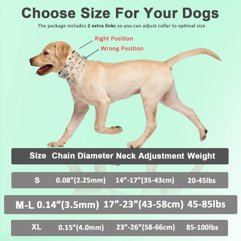 Prong Training Collar for Dogs, Adjustable Dog Pinch Collar with Quick Release Buckle, No Pull Collar for Small Medium Large Dogs, Extra Link and Caps