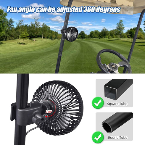 Golf Cart Fans for Accessories, 3-speed Settings Fit EZGO Club Car Yamaha Models with Portable USB Input