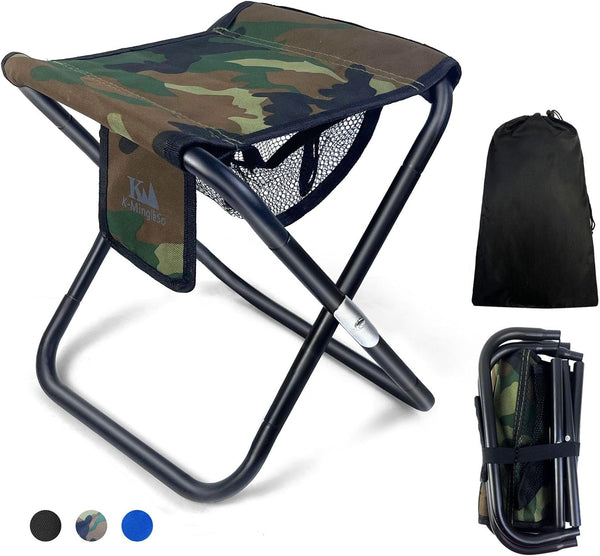 Upgraded 13 Inch Portable Folding Camping Stool with Side Pocket, Lightweight Foldable Stool for Adults, Travel, Fishing