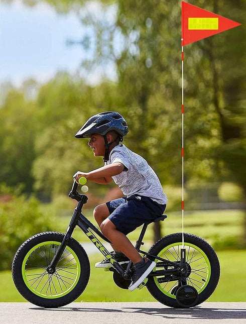 High Visibility Bike Flag with 6 Feet Pole, Orange Flag with Reflective Strip, Heavy Duty Fiberglass