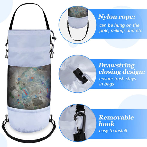 Portable Medium Hoop Mesh Trash Bags for Boats, Reusable Trash Container for Boat Cabin, Kayak, Fishing